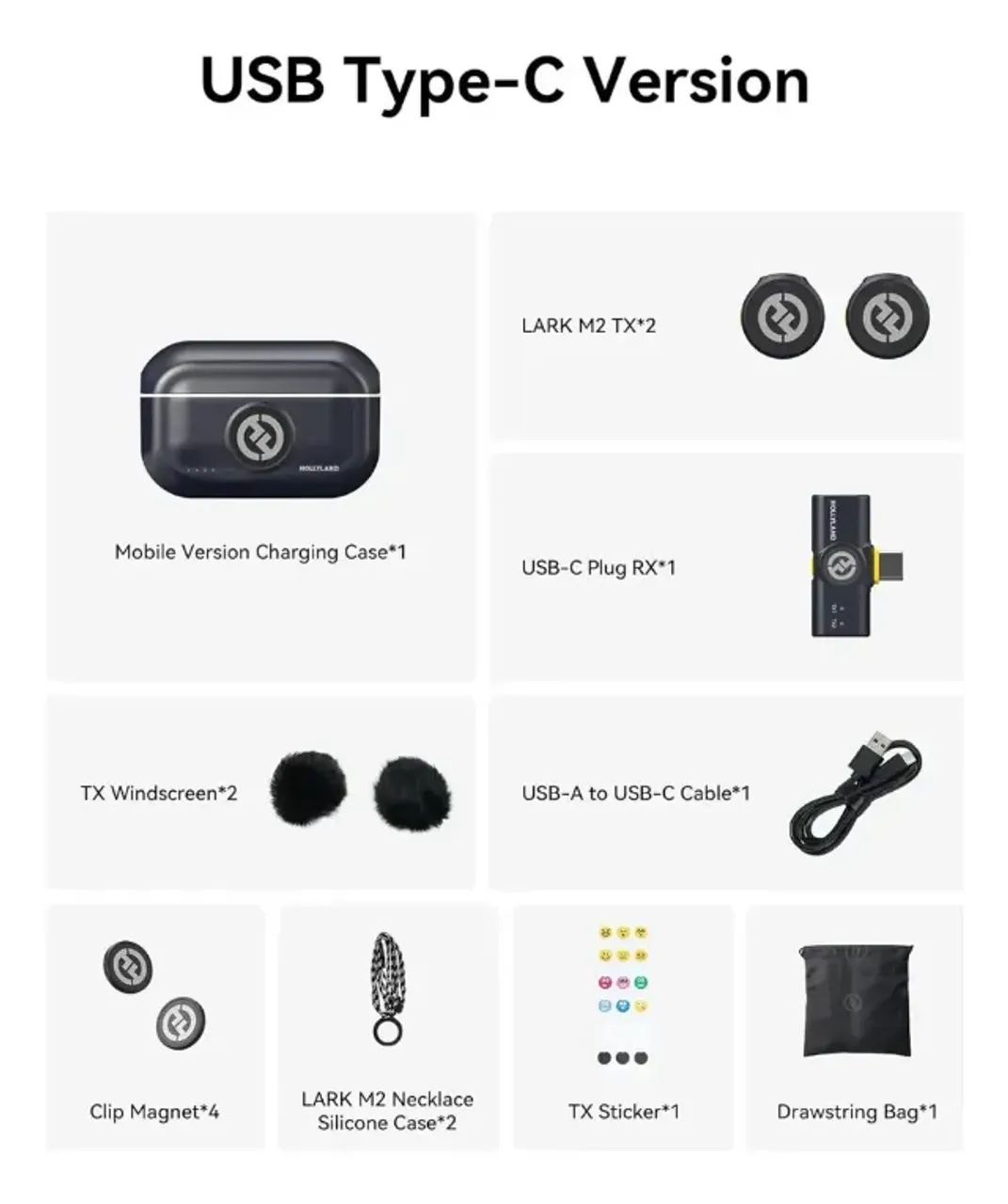 配信機器・PA機器・レコーディング機器 Hollyland LARK M2 type-c Hollyland Lark M2 USB-C Microfone de Lapela Sem Fio - Campvideo