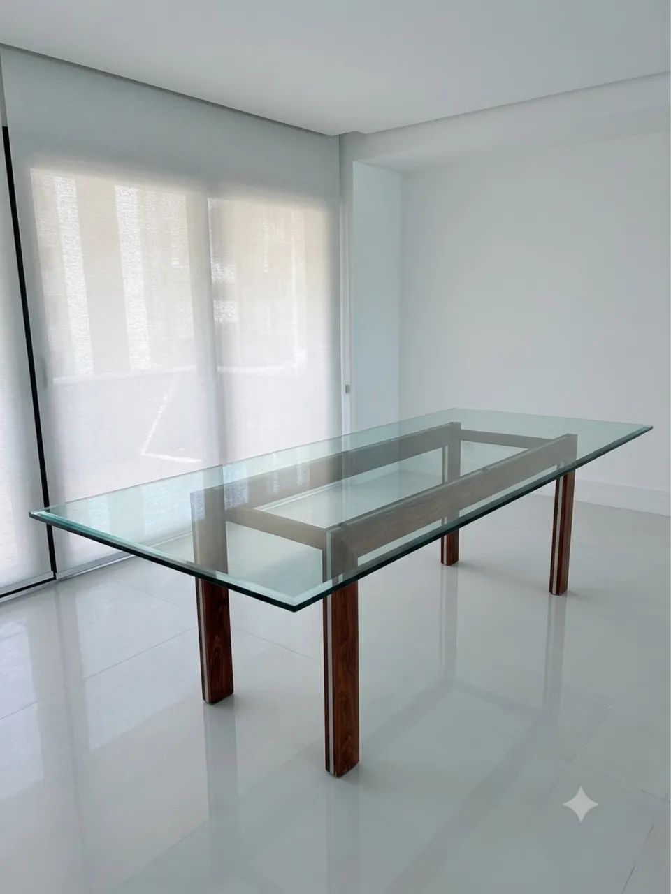 Mesa de Jantar em Madeira Vidro e Aço  - Foto 2