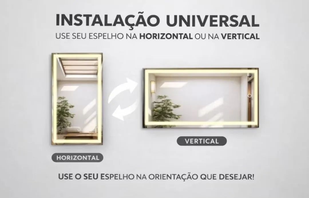 Espelho Retangular com LED 80x50 cm Touch 3 Tons de Luz - Foto 4