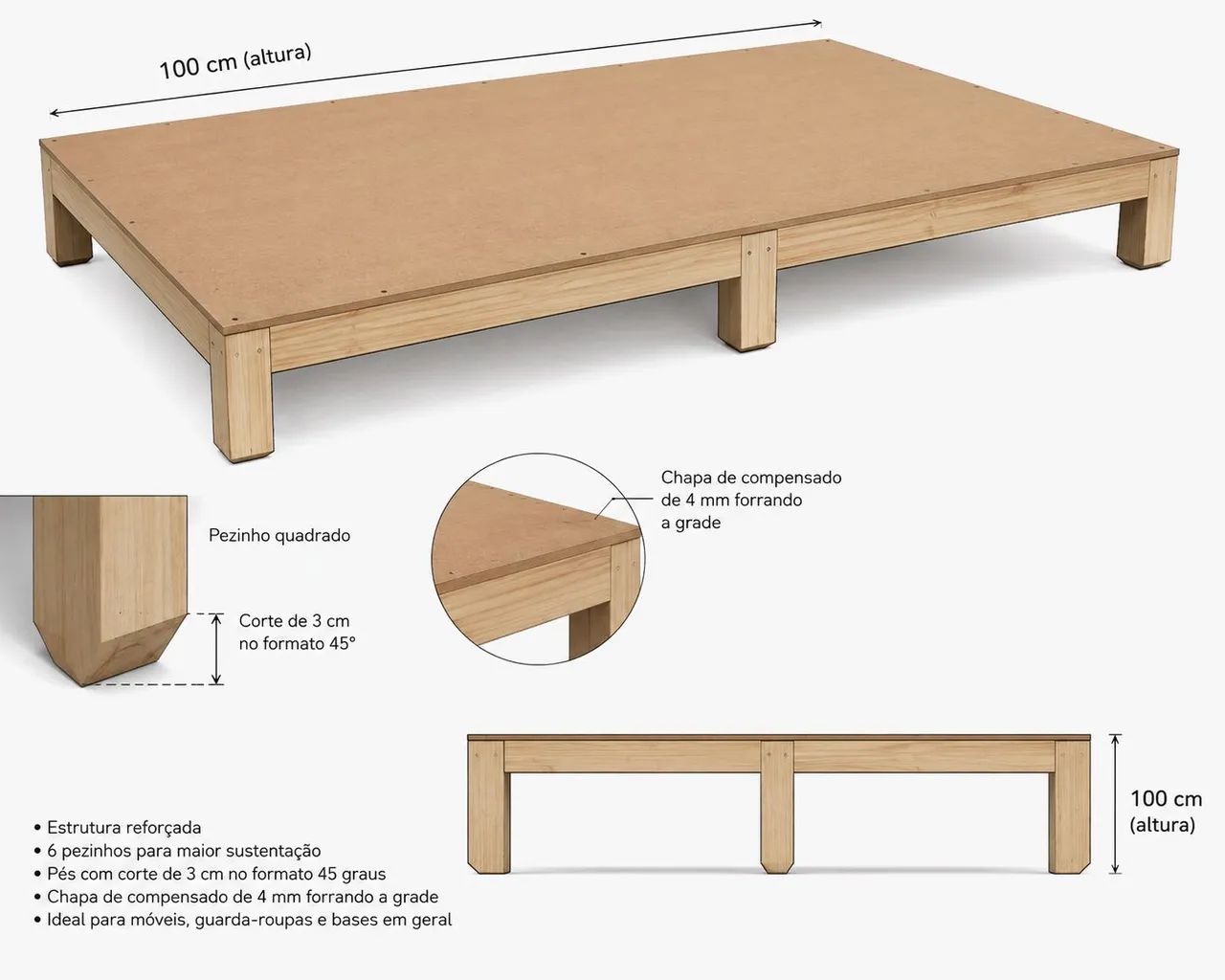Base de madeira para guarda roupa e armário! - Foto 3