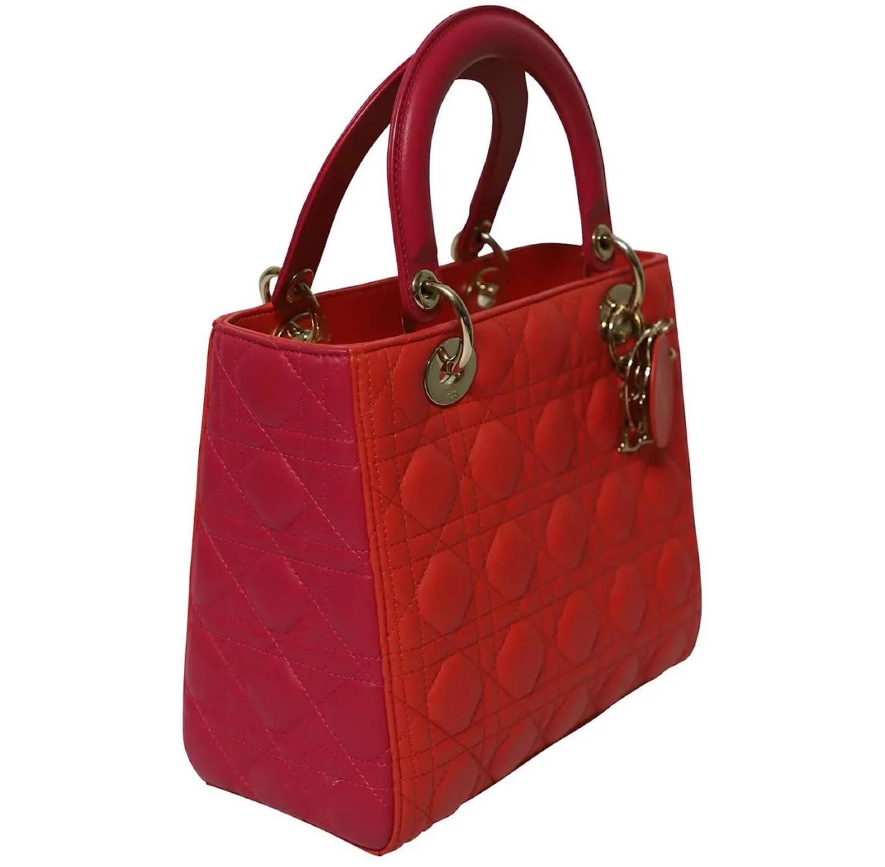 AUTHENTIC Christian Dior Edition Limitée Medium Lady Dior Cannage Bicolore - Foto 4