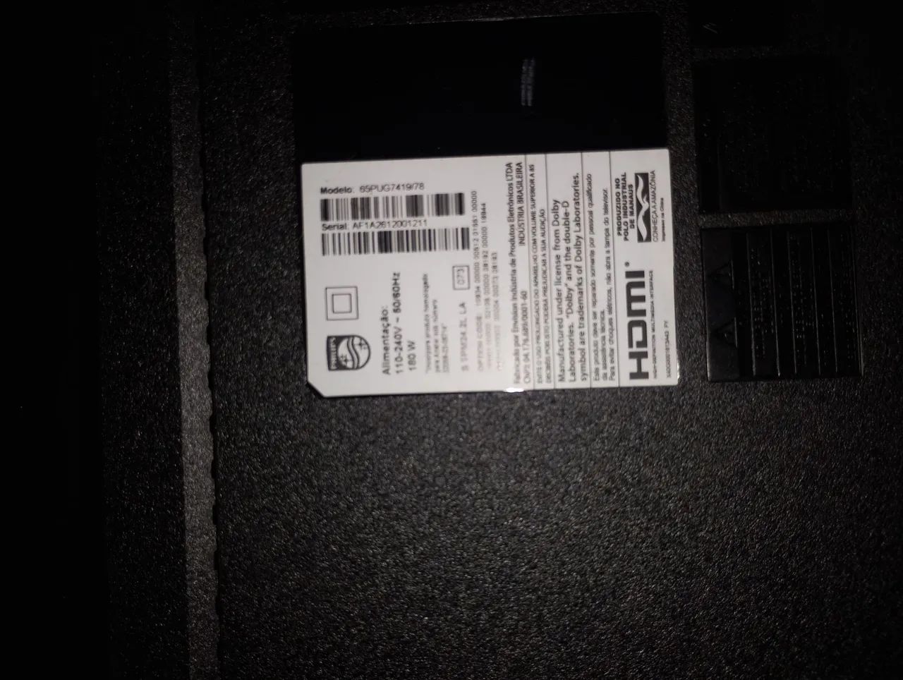 Tv Philips 65 polegadas com defeito na tela 