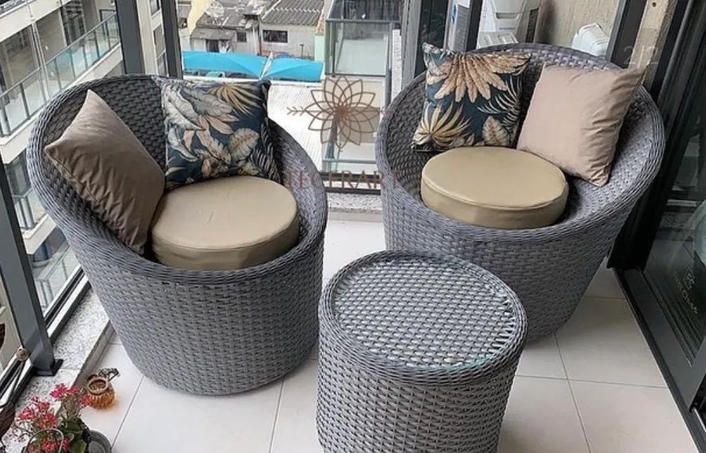 CONJUNTO POLTRONAS COM MESA DE CENTRO NOVO FIBRA SINTÉTICA - Foto 3