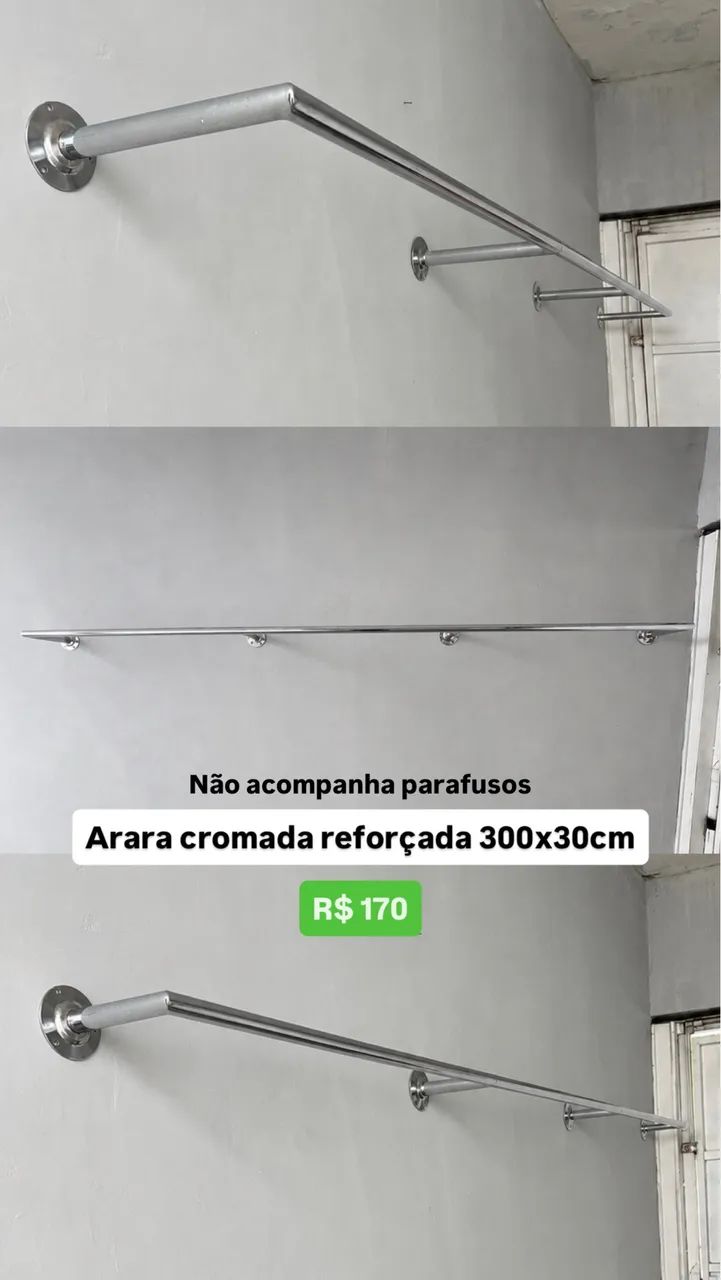 LOTE DE ARARAS CROMADAS PARA LOJA DE ROUPAS
