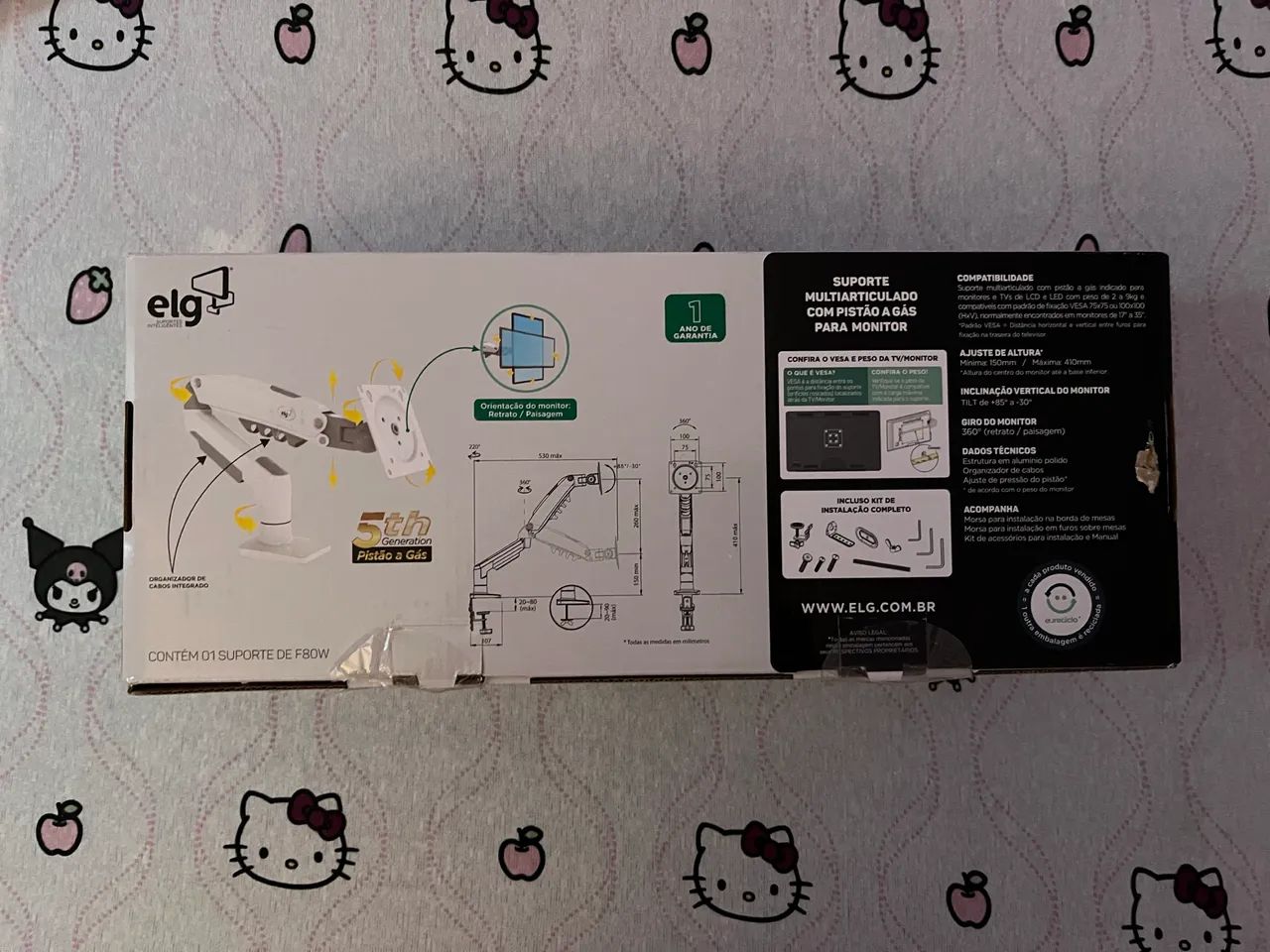 Suporte Articulado de Mesa com Pistão a Gás para Monitores de 17? a 35? Branco - FW80 ELG - Foto 2