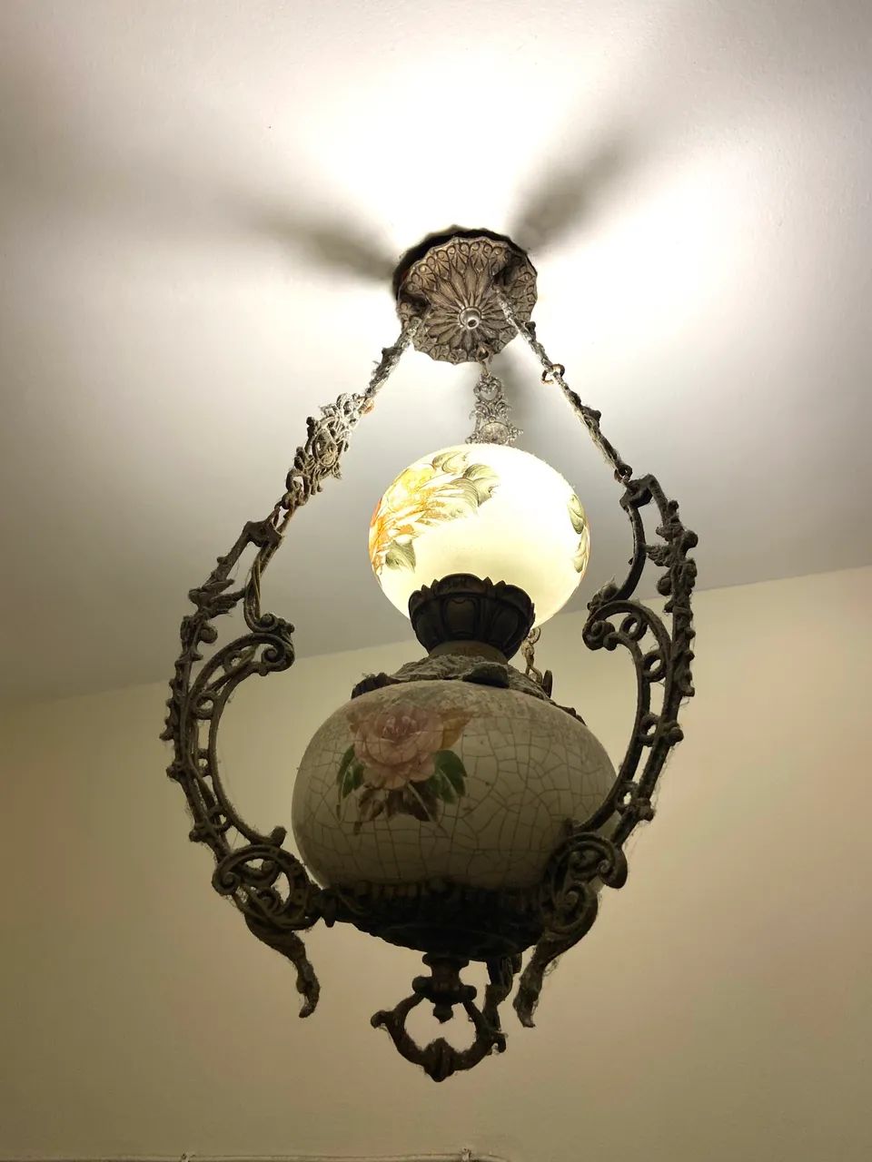 PAR de Lustre cerâmica craquelado com ferro ! Antiguidade  - Foto 4