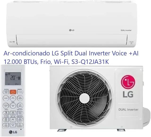 Ar Condicionado LG 12.000 Btus WiFi Dual Inverter Voice +Ai frio S3-Q12JA31K 220V Seminovo