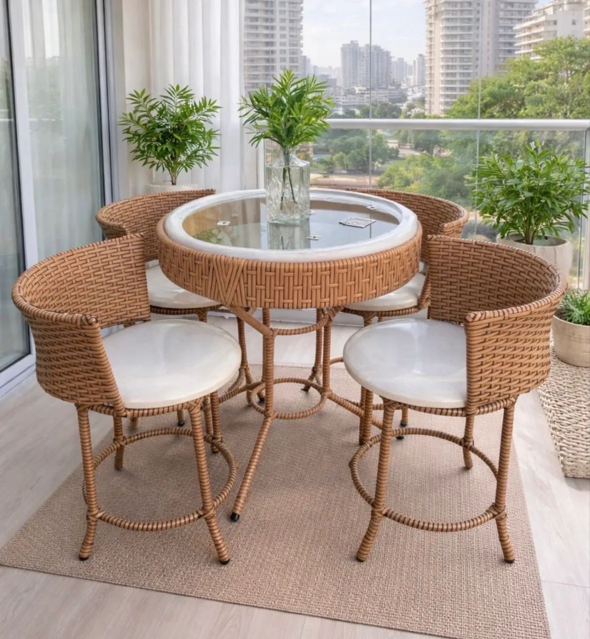 Kit conjunto de sofa área externa + mesa bistrô com 2 poltronas ou 4 banquetas  - Foto 4