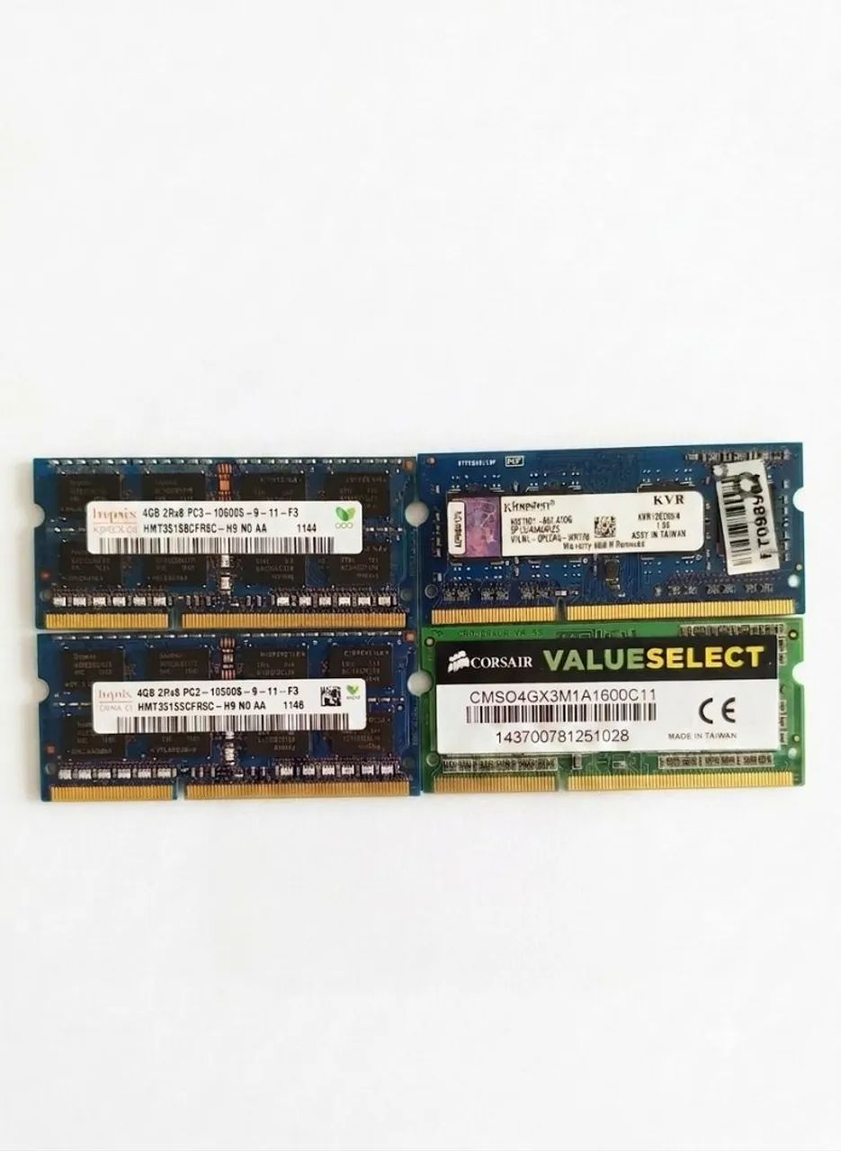 LOTE 4 MEMÓRIAS SODIMM PC3/DDR3 4GB 