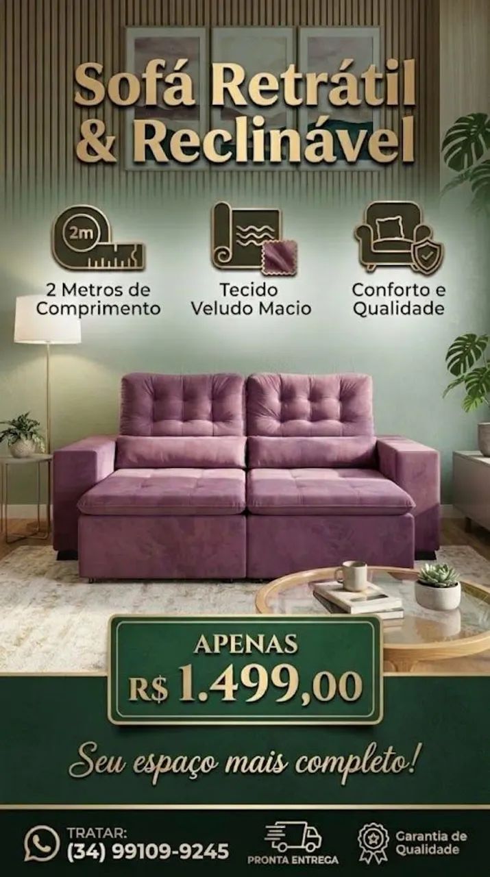 Sofá reclinável 2 lugares