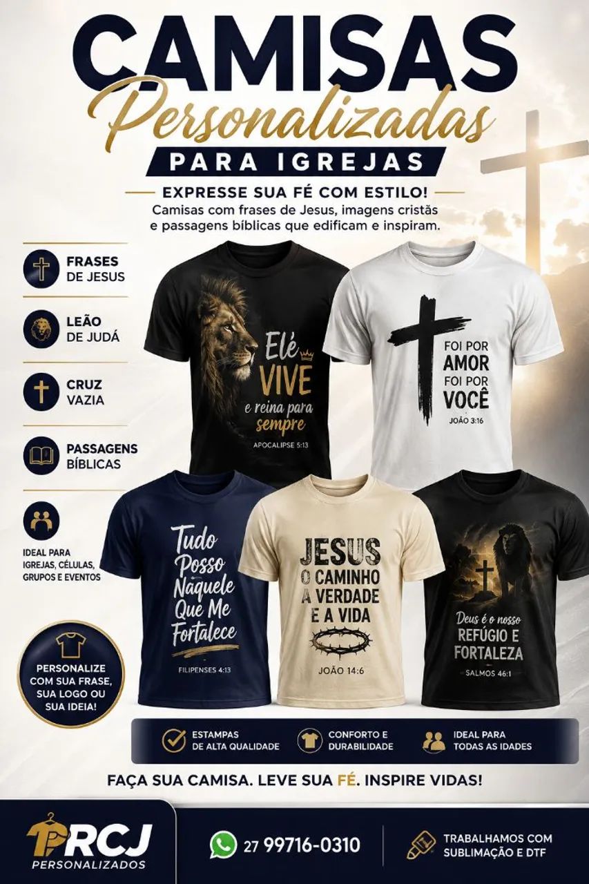 Camisas personalizadas para igrejas 