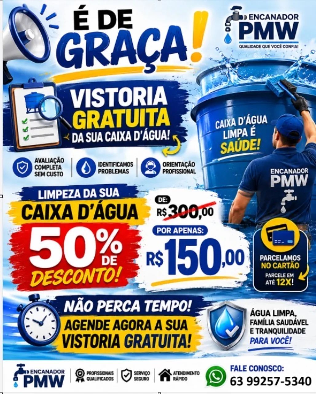 Limpeza de cx de água com 50% off