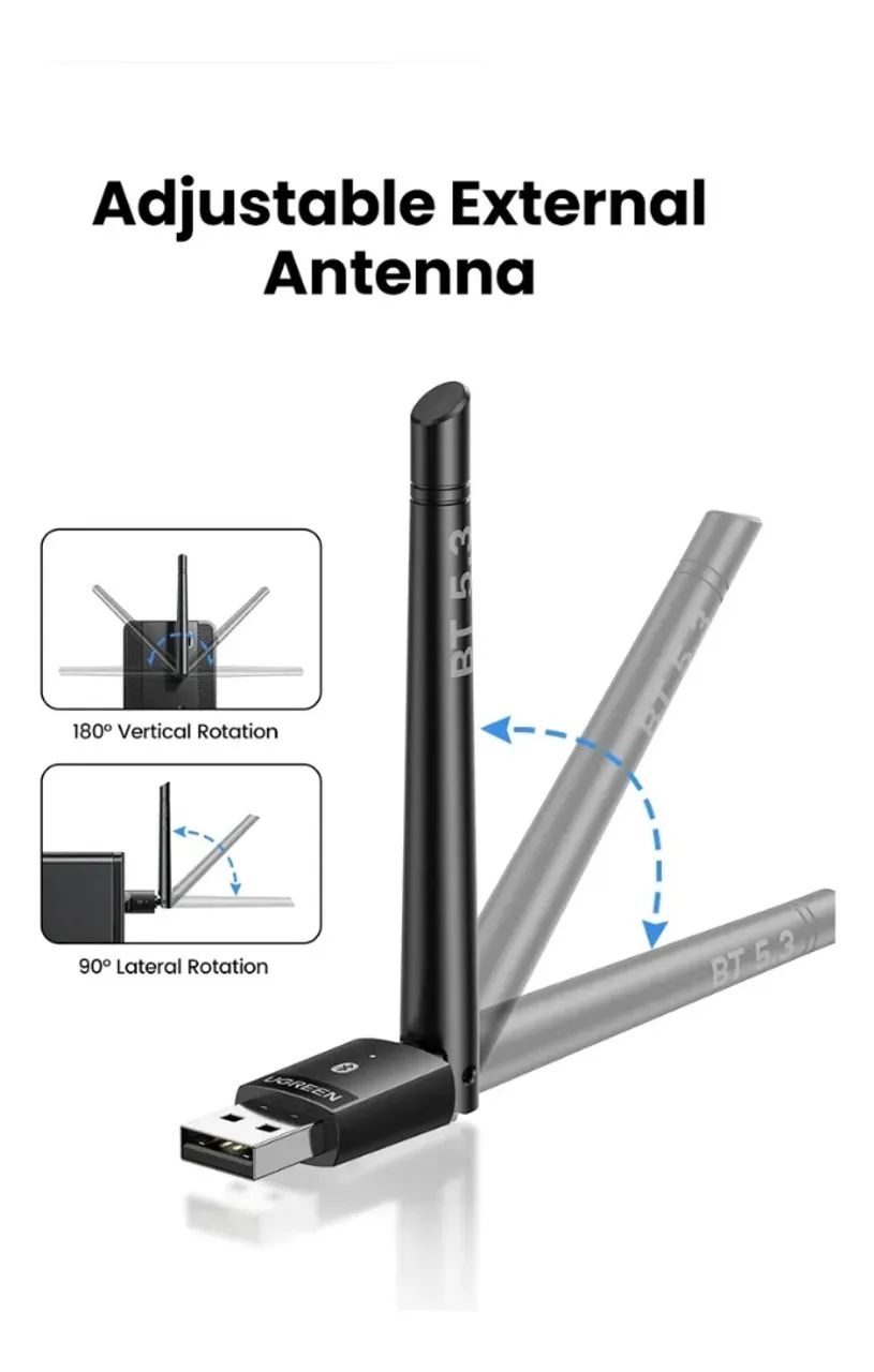 Adaptador Bluetooth 5.4 Ugreen C/ Antena Até 120m E 5 Dispositivos - Foto 2