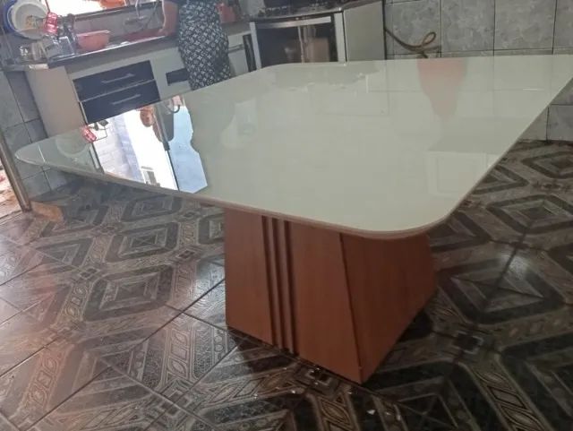 mesa de jantar 8 lugares com vidro pronta entrega  - Foto 3