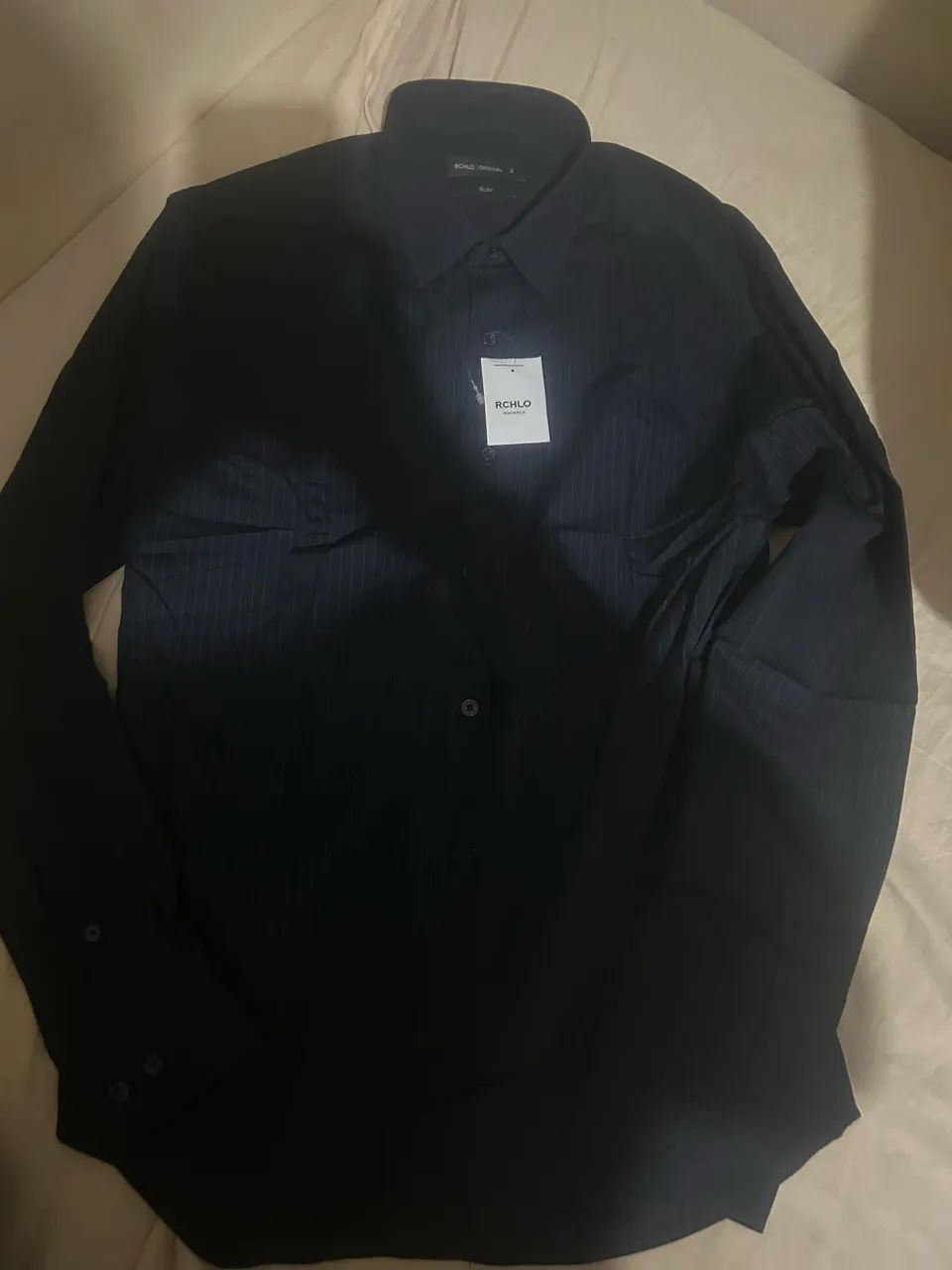 camisa social manga longa, azul. Nova. - Foto 3