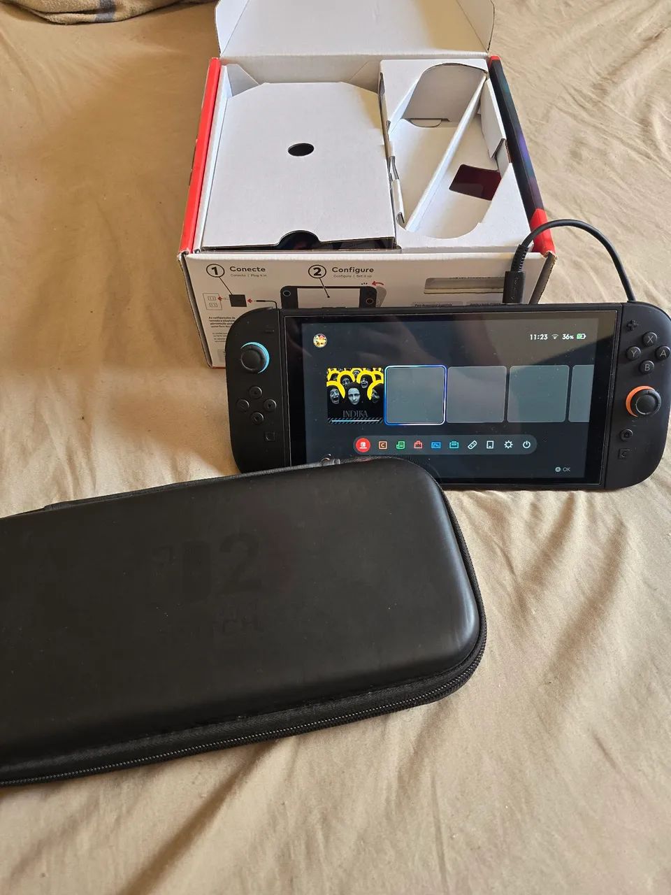 Nintendo switch 2 com 1 jogo mídia digital e todos acessórios e caixa - Foto 3
