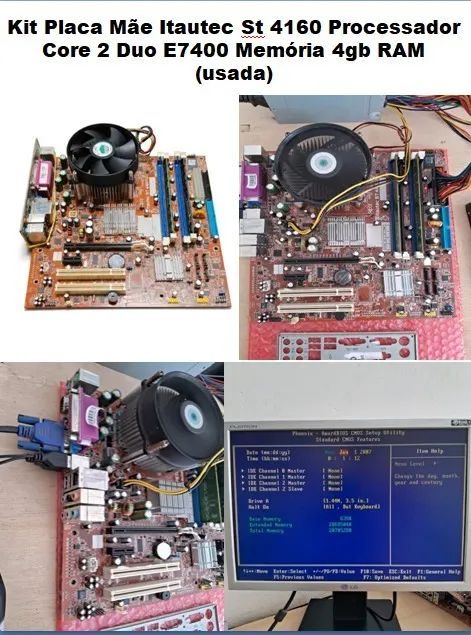 Kit Placa Mãe Itautec St 4160 Processador Core 2 Duo E7400  (usada) - Foto 5