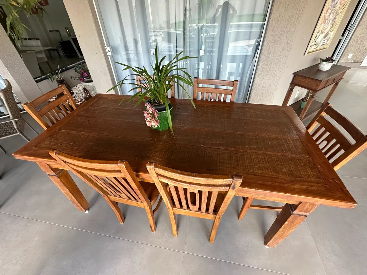 Mesa e cadeiras de madeira de demolição  - Foto 4