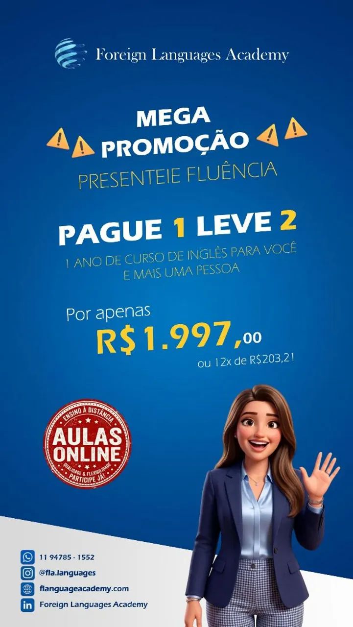 CURSO ANUAL DE INGLÊS | PAGUE 1 LEVE 2