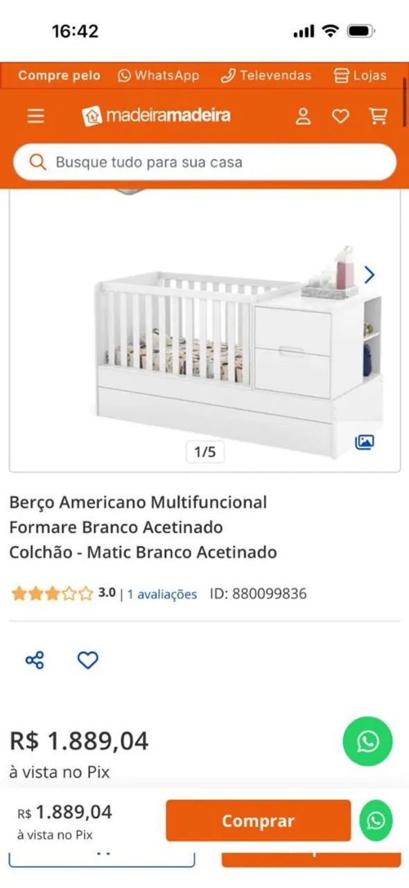 Berço americano muiti-funcional