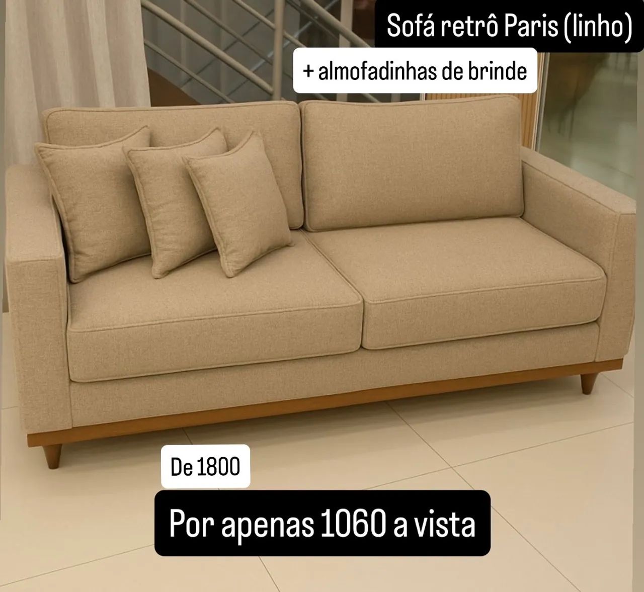 Sofá no linho retrô FRETE GRÁTIS (pague na entrega)