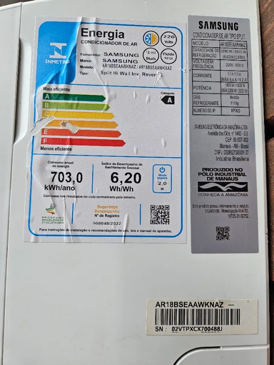 Ar-Condicionado Samsung WindFree 18.000 BTUs Inverter - Para Conserto / Peças - Foto 2