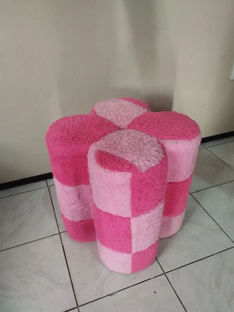 Puff de flor rosa MENOR PREÇO HOJE