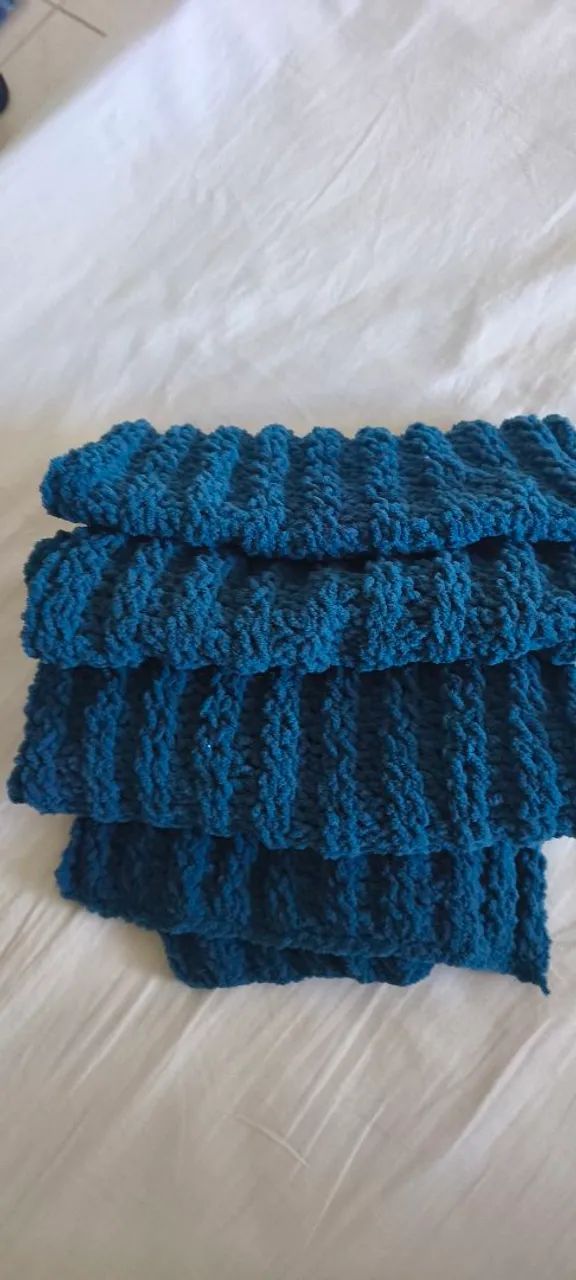 Cachecol Artesanal Azul Puro - Foto 2