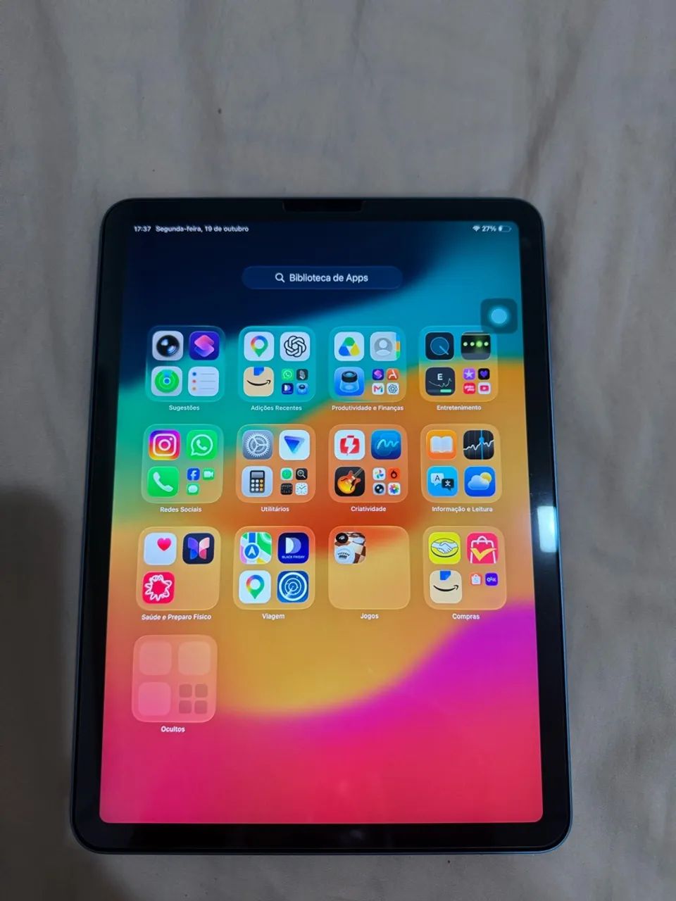 IPad Air 5, azul, 64G, caneta Baseus, teclado e capa - Foto 4