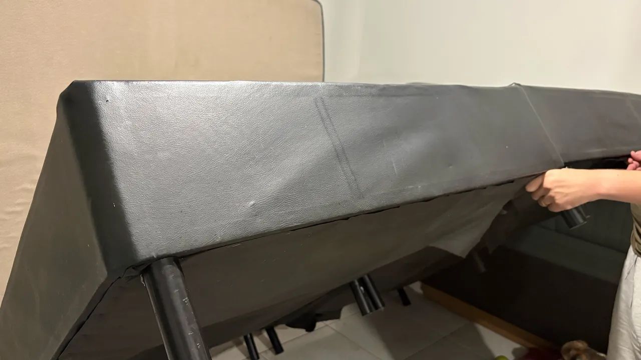 Box para cama queen - de couro preto - Ortobom - Foto 3