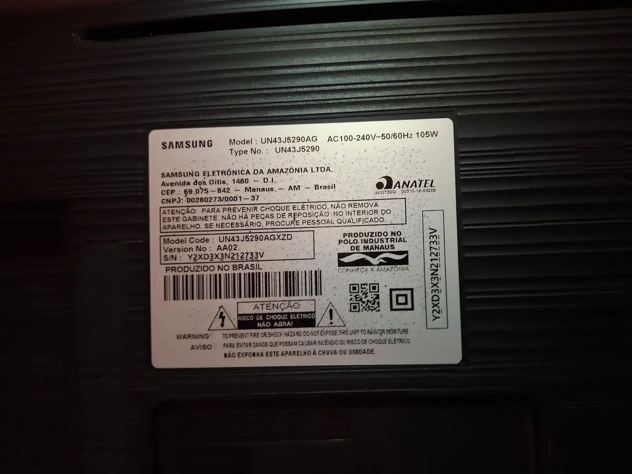 TV Samsung Smart LED 43" com Defeito no Backlight (Tem som mas sem imagem) Retirada Peças  - Foto 5