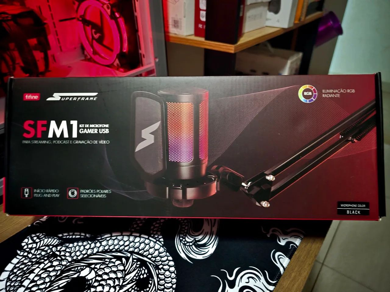 Microfone Fifine SuperFrame Edition SFM1 USB - Com Braço Articulado - RGB
