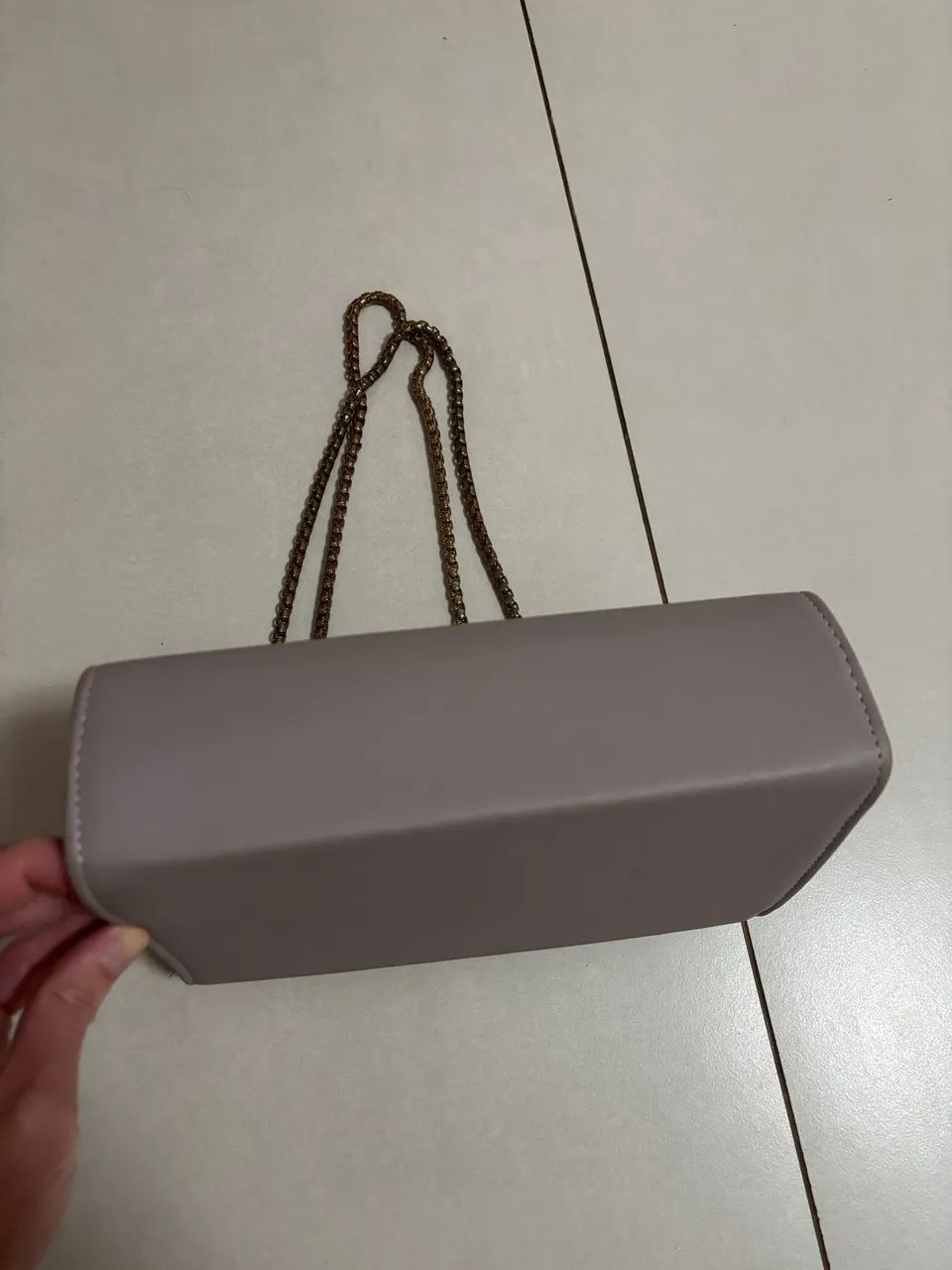 Bolsa couro lilás alça de corrente - Foto 3