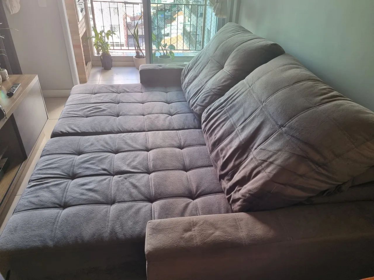 Sofa retrátil sede cinza - Foto 3