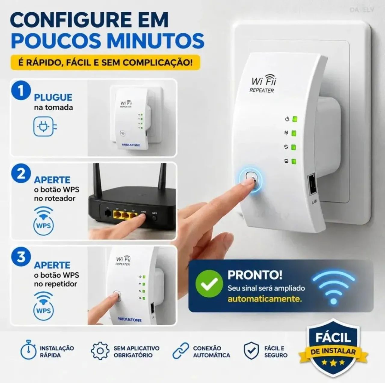 Repetidor de sinal Wireless sem fio  - Foto 2
