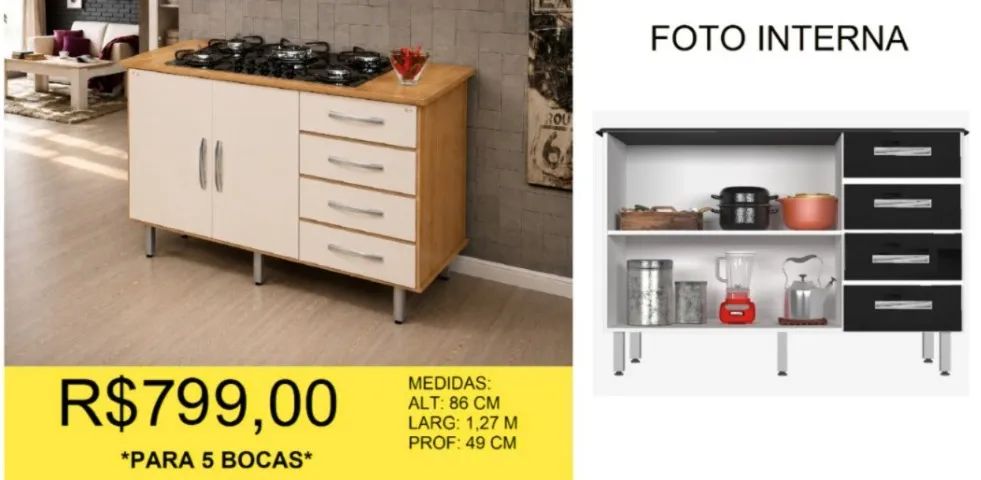BALCÃO PARA FOGÃO COOKTOP  - Foto 3