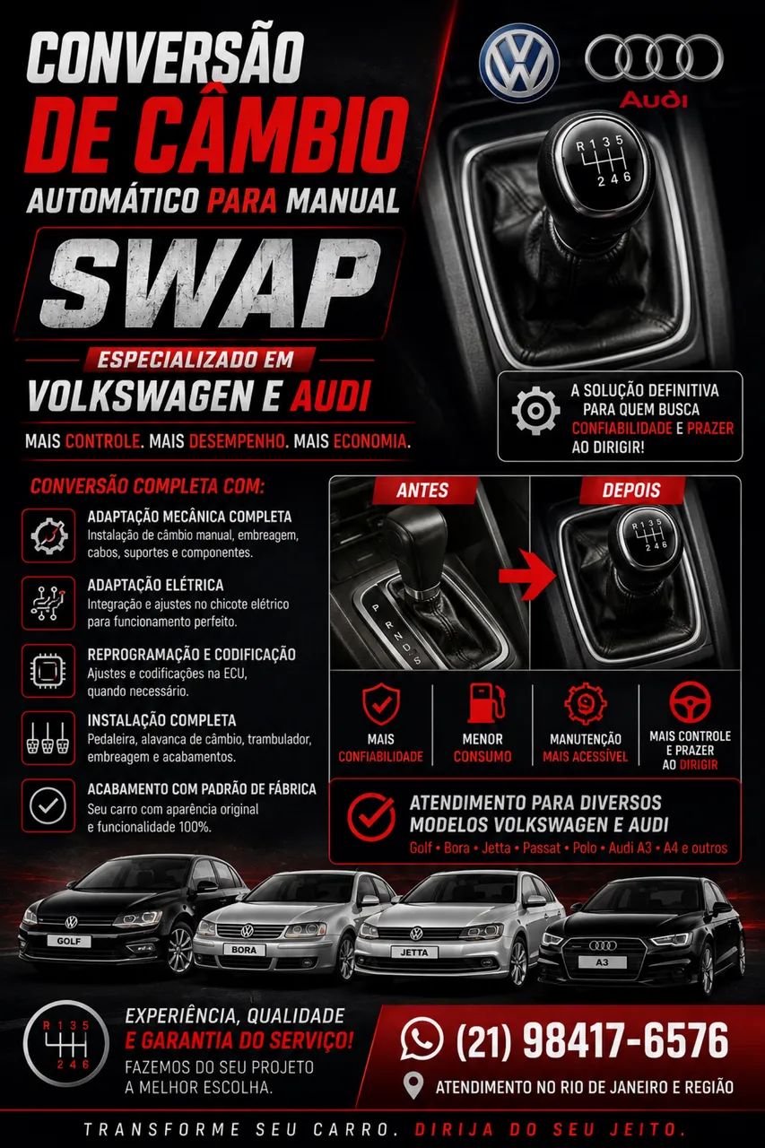 Conversão - swap de câmbio especializado em Vw e Audi 