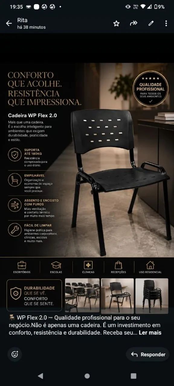  10 Cadeiras Workplastic 