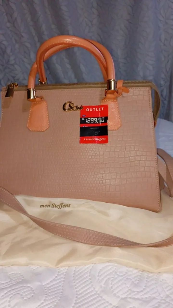 Bolsa nude Carmen Steffens nova toda em couro 