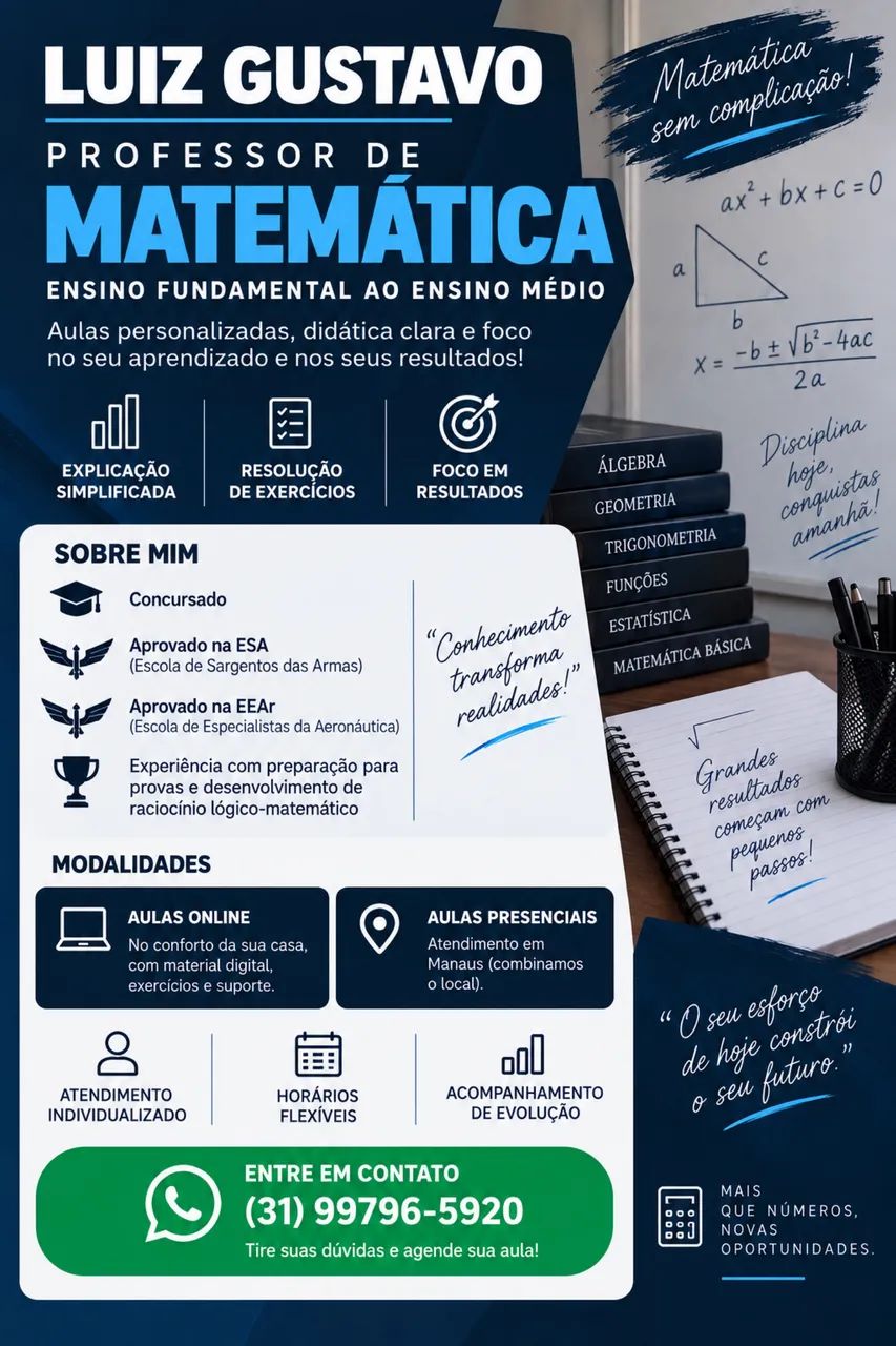 Professor de Matemática- Monitoria