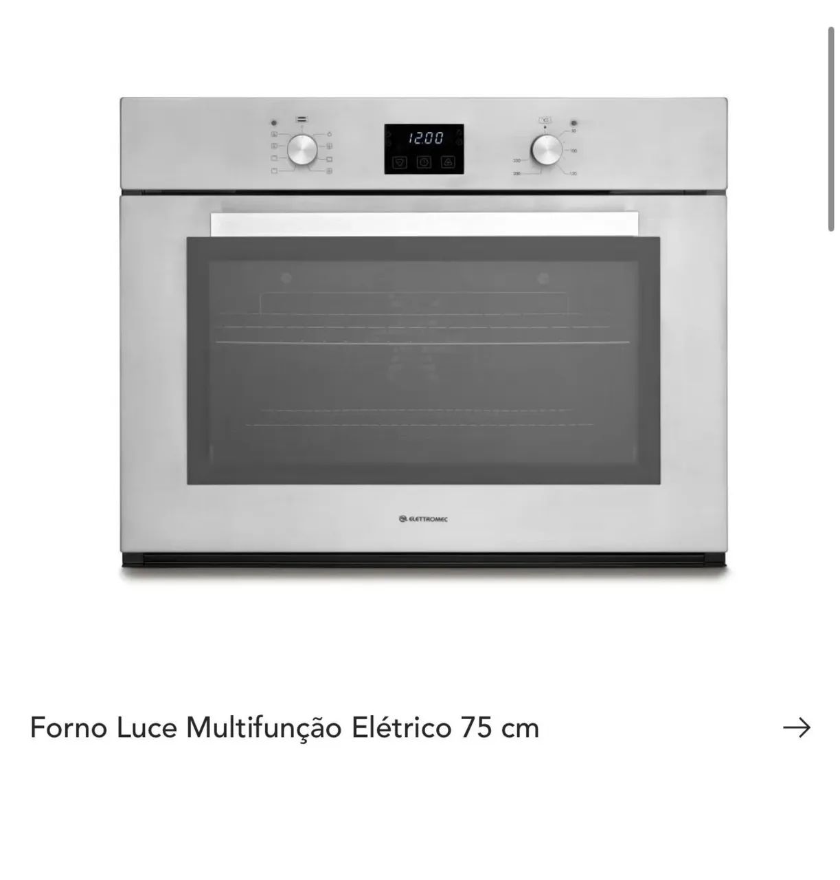 Forno modelo Luce Multifunção Eletrônico  Elettromec