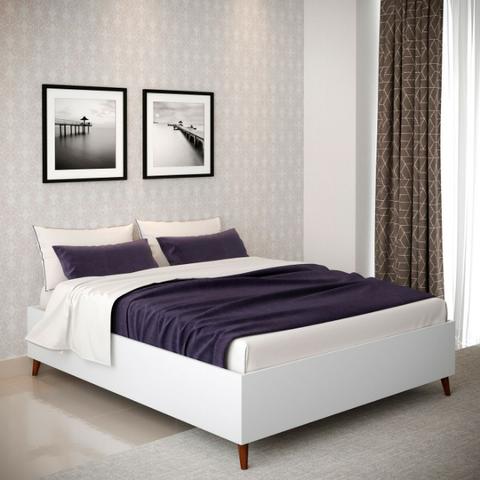 Cama Box Base Casal 1.4 Lisboa - Castanho e Branco