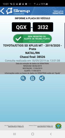Toyota etios sedam 1.5 top 2020 aceito troca - Foto 9