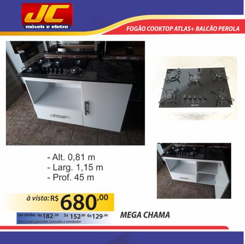 Fogão Atlas mega chama +Balcão Pérola