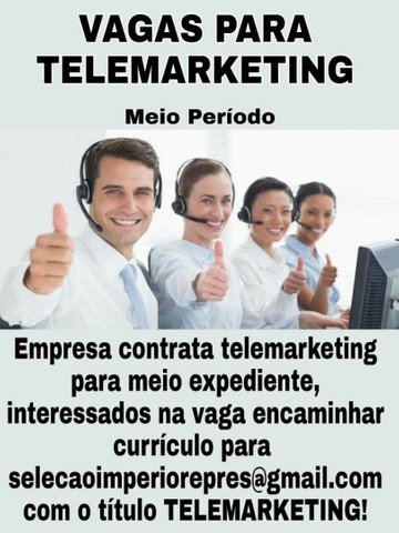 Vaga para telemarketing