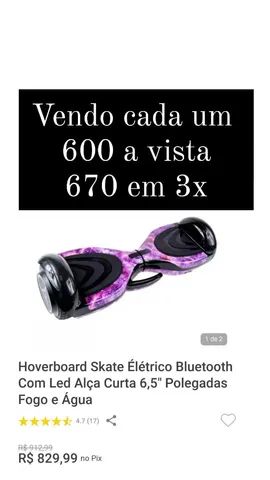 Skate Elétrico Overboard 6,5 Led Com Alça Diversão Cor Fogo e Água