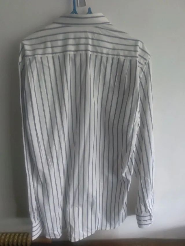 Camisa algodão Luigi, branca listras cinza, 4 - Foto 4