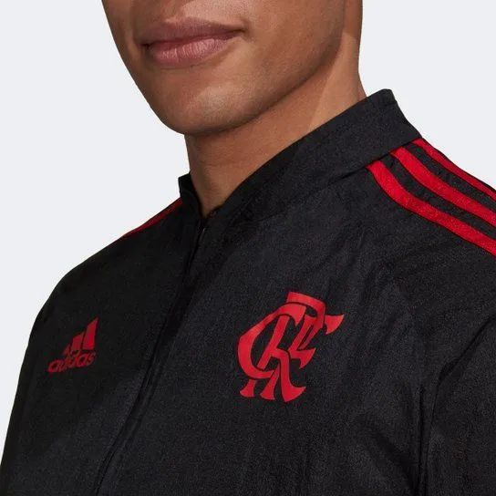 Jaqueta Flamengo 21/22 Icon Adidas Masculina - Preto+Vermelho - Foto 4