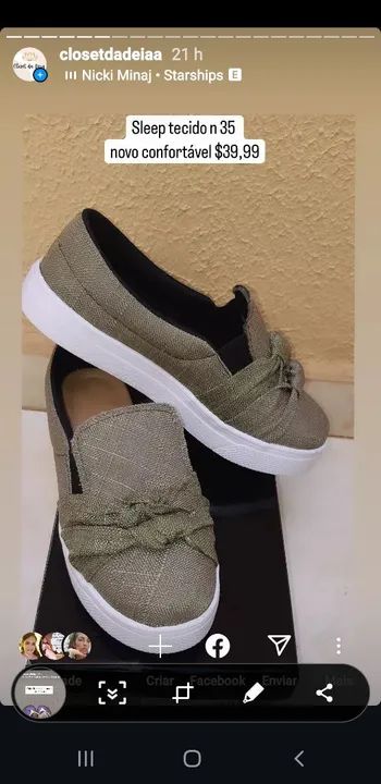 Slip on linho verde militar 