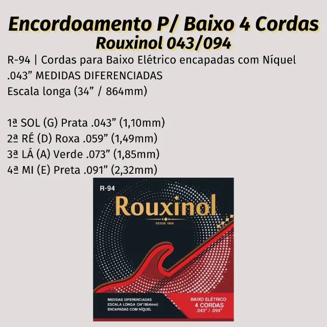 Encordoamento Rouxinol para Baixo 4 Cordas - R94